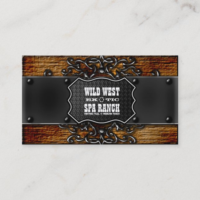 Rustic Aged Wood Vintage Wild West Business Card (Front)