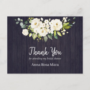 *~* Rustic Aged Wood White Rose Bridal Shower Postcard