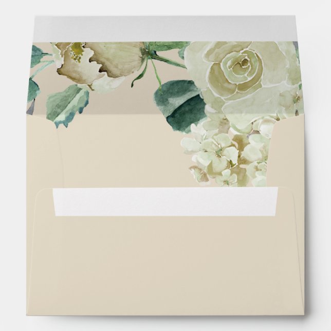 Rustic Airy Botanical Neutral Floral Wedding Envelope (Back (Bottom))