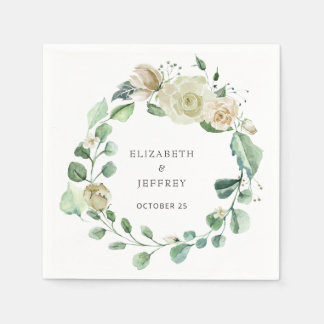 Rustic Airy Botanical Neutral Floral Wedding Napkin