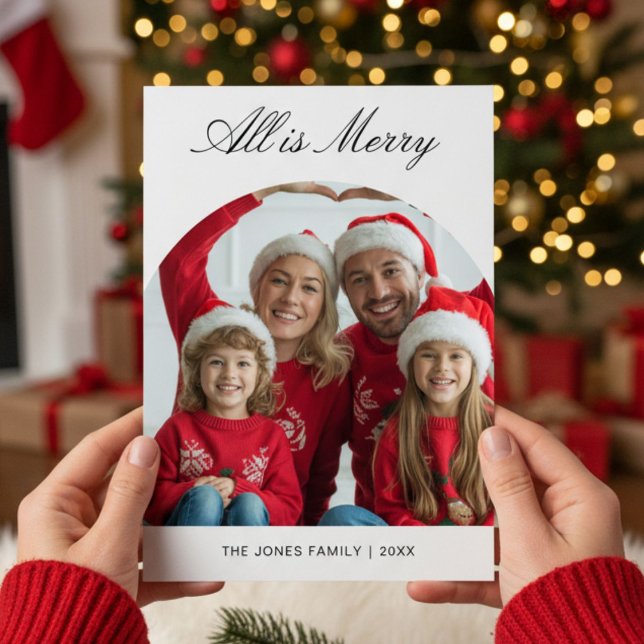 Rustic All Is Bright Family Holiday Greeting Card (Creator Uploaded)