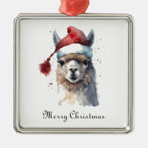 Rustic Alpaca Christmas Keepsake Metal Tree Decoration