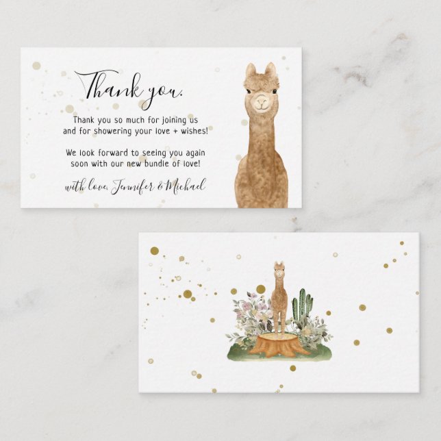 Rustic Alpaca Llama Mini Thanks Enclosure Card (Front/Back)