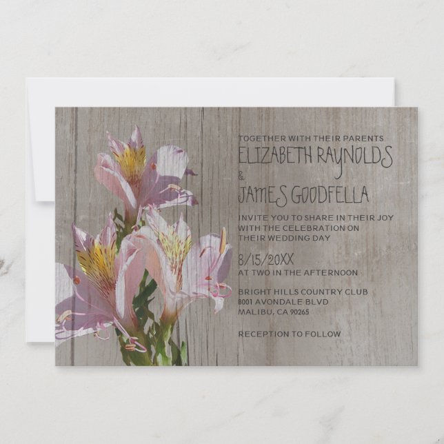 Rustic Alstroemeria Wedding Invitations (Front)