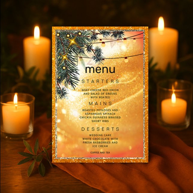 Rustic Amber Dinner Invitation (Rustic Amber Lights Wedding Invitation #warmweddingtheme #cozyweddingdécor #natureinspiredwedding)