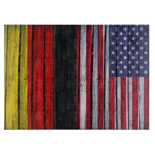 Rustic American Flag and German Flag Cutting Board (Front)