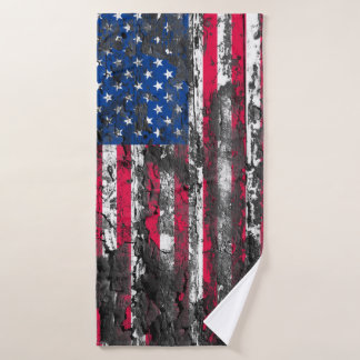 Rustic American Flag Bath Towel