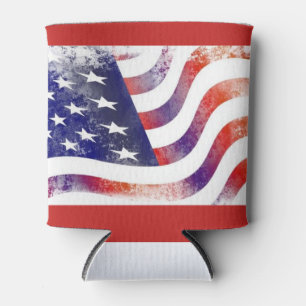 Rustic American Flag Can Cooler