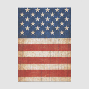 Rustic American Flag Decoupage Tissue Paper