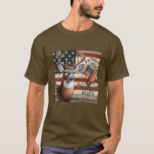 Rustic American Flag Deer "Patriot Pops" Hunting T-Shirt