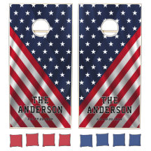 Rustic American Flag Family Name Monogram