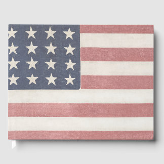 Rustic American Flag Guest Book