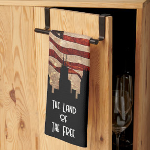 Rustic American Flag - Land Of The Free Tea Towel