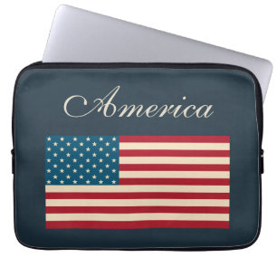 Rustic American Flag Laptop Case