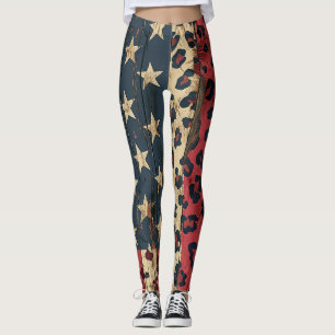 Rustic American Flag Leopard Print (1) Leggings
