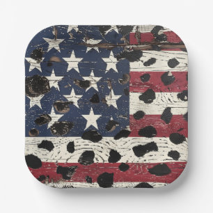 Rustic American Flag Leopard Print (2) Paper Plate