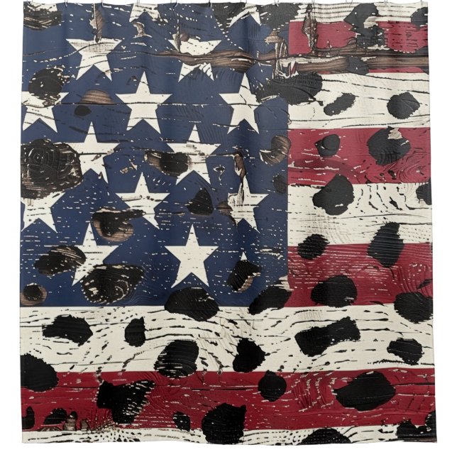 Rustic American Flag Leopard Print (2) Shower Curtain (Front)