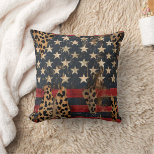 Rustic American Flag Leopard Print (3) Cushion