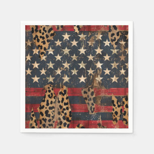 Rustic American Flag Leopard Print (3) Napkin