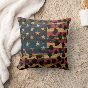 Rustic American Flag Leopard Print (4) Cushion