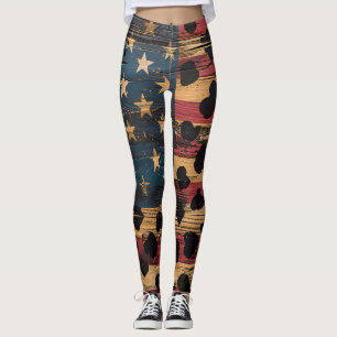 Rustic American Flag Leopard Print (4) Leggings