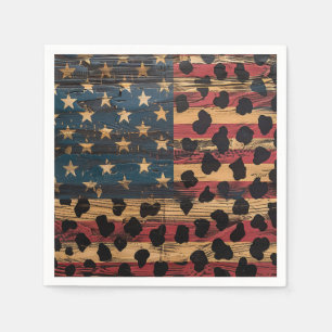 Rustic American Flag Leopard Print (4) Napkin