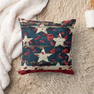 Rustic American Flag Leopard Print (5) Cushion