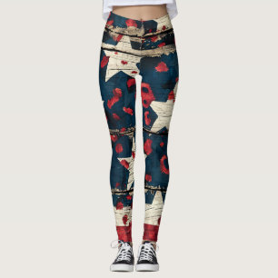 Rustic American Flag Leopard Print (5) Leggings