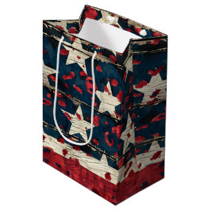 Rustic American Flag Leopard Print (5) Medium Gift Bag