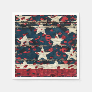 Rustic American Flag Leopard Print (5) Napkin