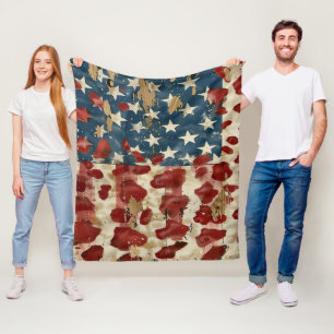Rustic American Flag Leopard Print (6) Fleece Blanket