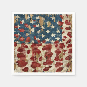 Rustic American Flag Leopard Print (6) Napkin