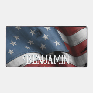 Rustic American Flag Monogram Desk Mat