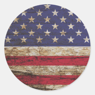 Rustic American Flag Patriotic United States Classic Round Sticker