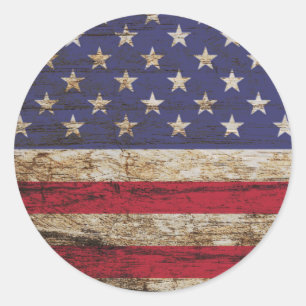 Rustic American Flag Patriotic United States Classic Round Sticker