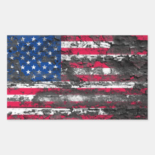 Rustic American Flag Rectangular Sticker