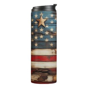 Rustic American Flag Thermal Tumbler