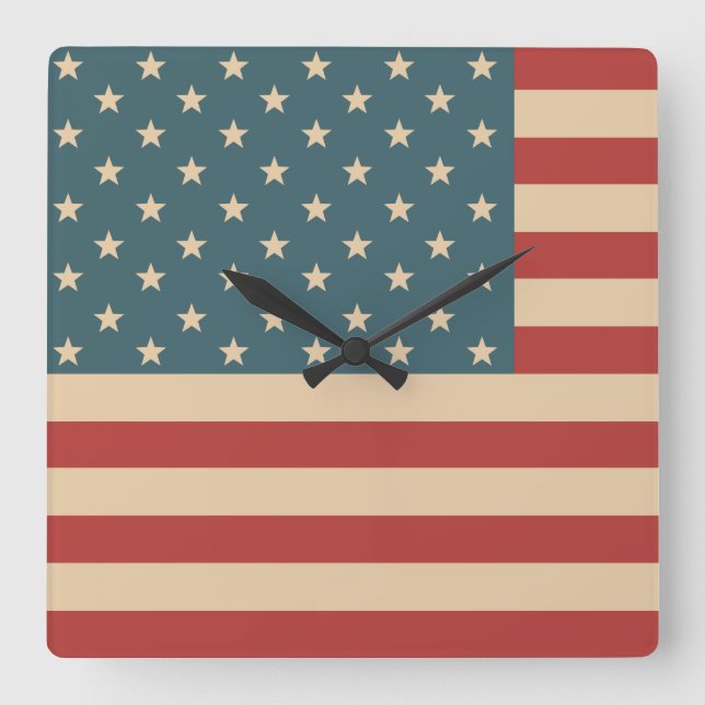 Rustic American Flag Wall Clock (Front)