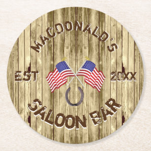 Rustic American Saloon bar Round Paper Coaster