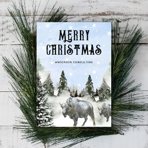 Rustic American West Merry Christmas Business Holiday Card