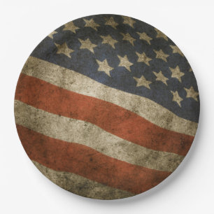 Rustic Americana Flag Independence Freedom MAGA Paper Plate