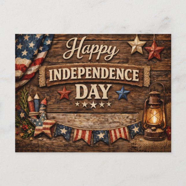 Rustic Americana Independence Day Holiday Postcard (Front)