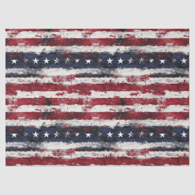 Rustic Americana Stars & Stripes – 10lb, 17"x23" Tissue Paper (Front)