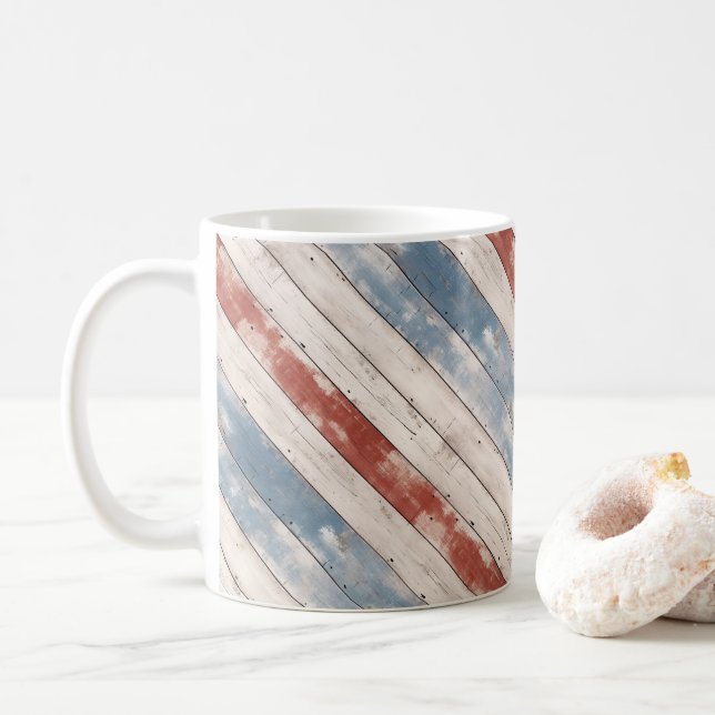 Rustic Americana Wood Plank  Coffee Mug (With Donut)