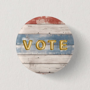 Rustic Americana Wood Plank Vote 3 Cm Round Badge