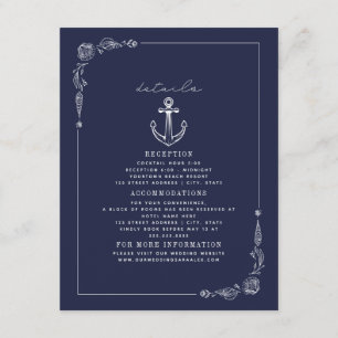 Rustic Anchor Dark Blue Beach Wedding Details Enclosure Card