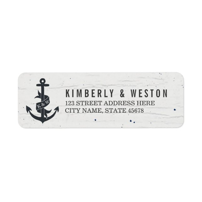 Rustic Anchor Monogram Return Address Labels (Front)