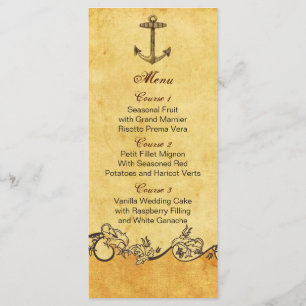 rustic anchor nautical wedding menu cards