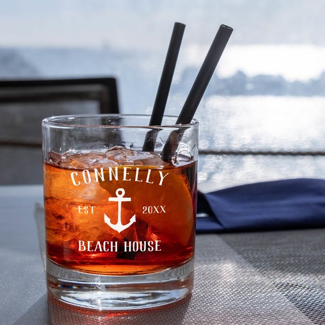 Rustic Anchor Personalised Beach House Whiskey Glass (Creator Uploaded)