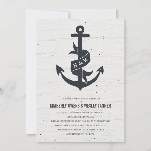 Rustic Anchor Wedding Invitation (Front)